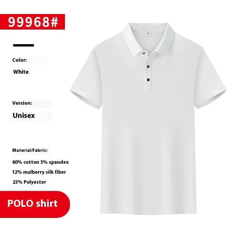 Thin pearl cotton polo shirt overalls with short sleeves in straight cut, shown in medium blue colour.