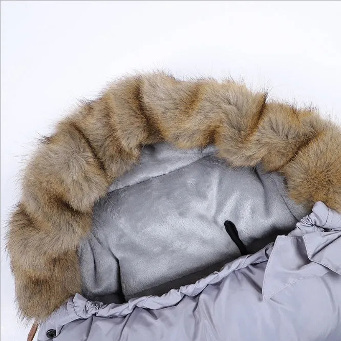 Baby stroller sleeping bag in down cotton fill, polyester fibre outer, 46x95x8cm, suitable for cold weather walks