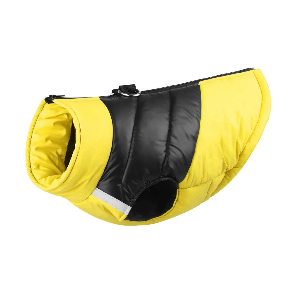 Waterproof padded dog vest jacket with zipper in multiple colours and sizes for winter wear