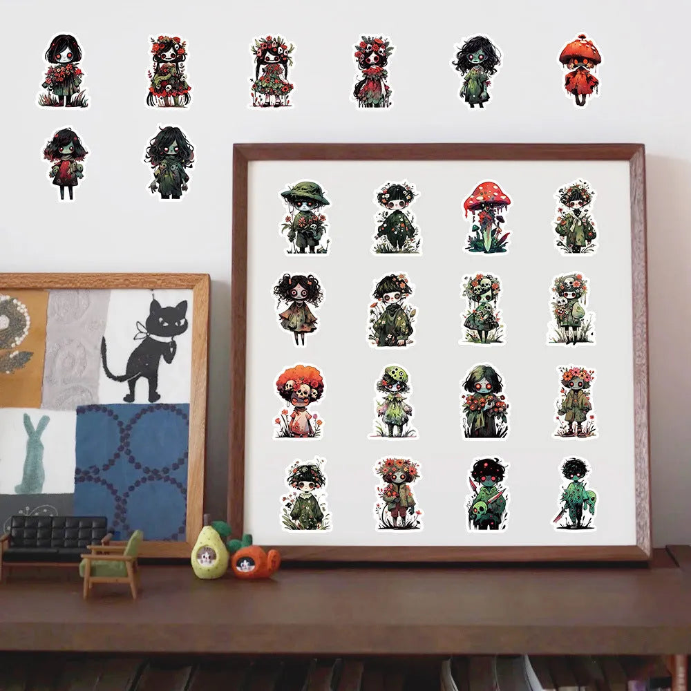 Little Zombie Stickers horror scarecrow decorative sticker pack 60 sheets mixed sizes 3 to 8cm