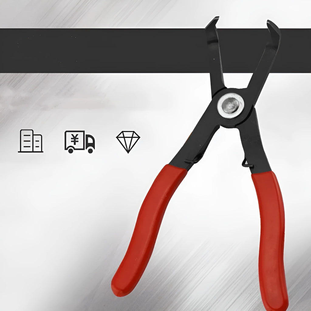 Red interior round nail removal pliers with PVC handles for door panel and wire buckle clips.