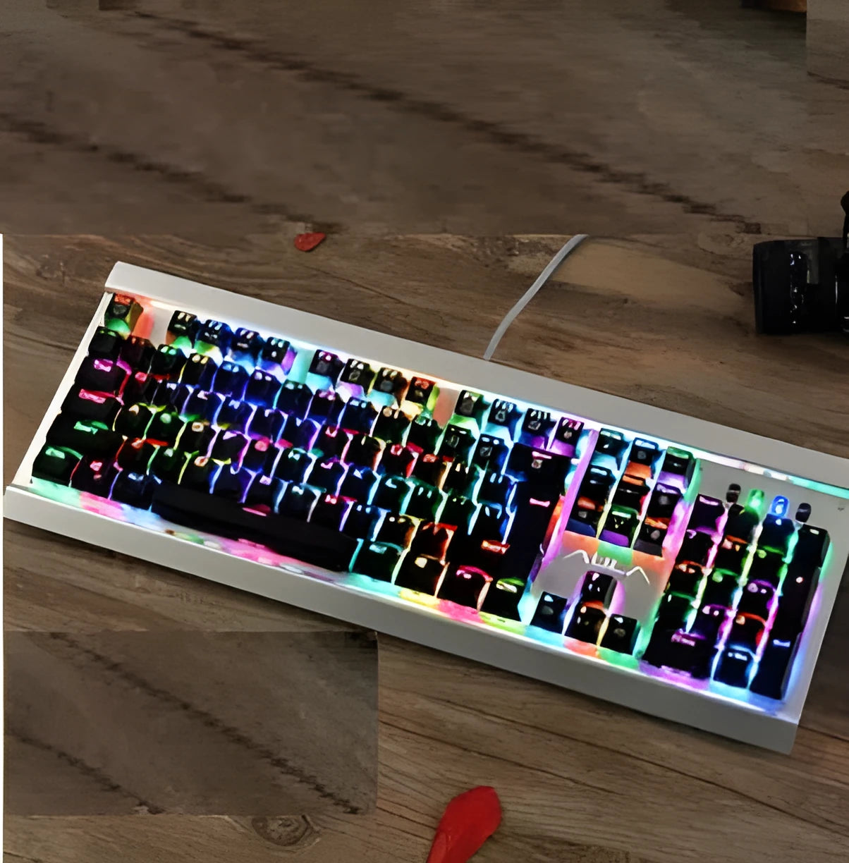 Tarantula defender 104-key mechanical keyboard with RGB backlight, metal panel, and macro programming keys in black finish