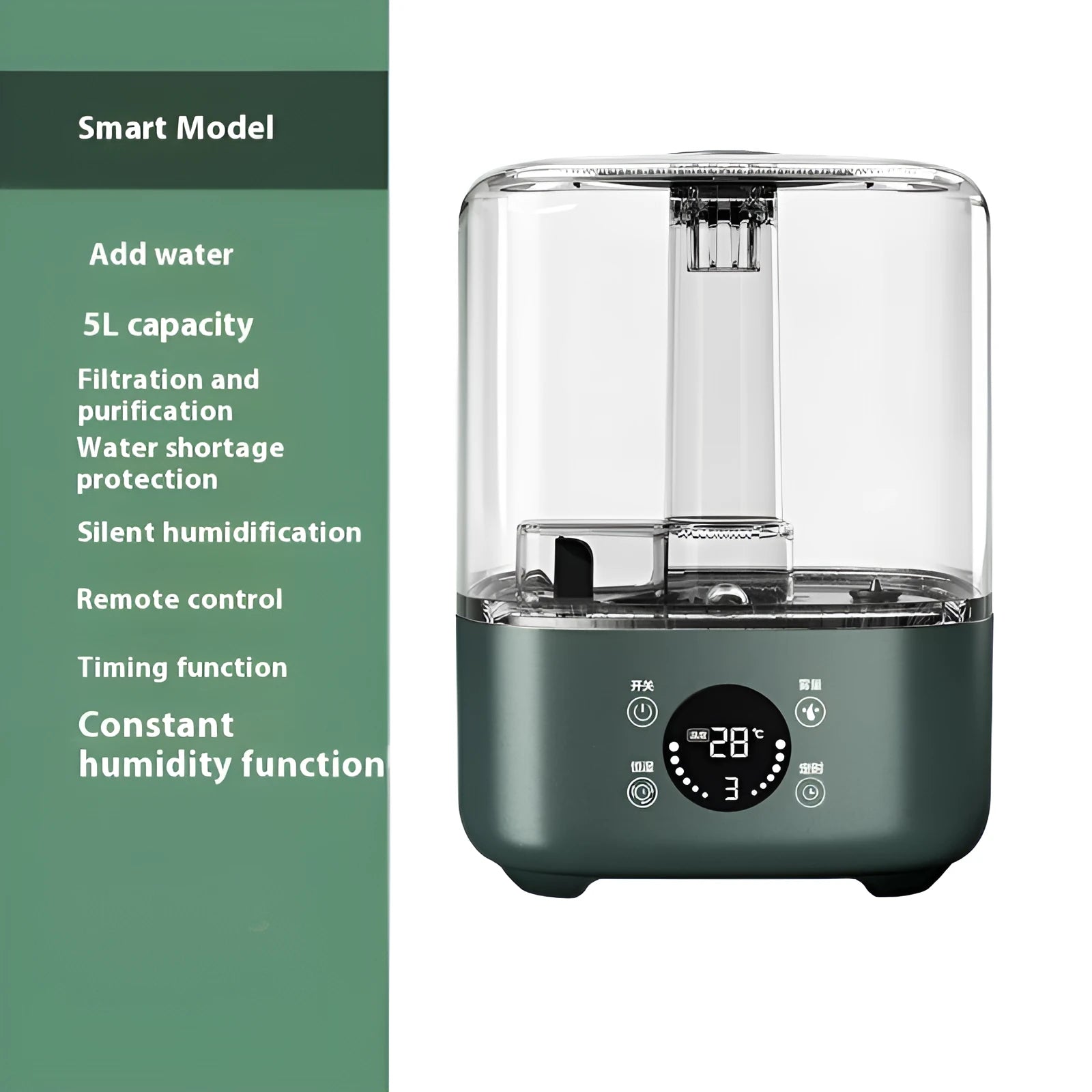 Green KC-112 touch screen intelligent humidifier with remote control for home use