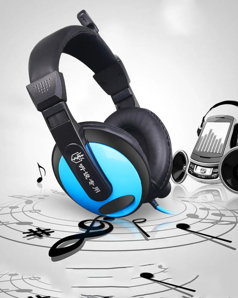 Blue and red wired gaming headset with 40mm speakers, omnidirectional microphone, and detachable cable