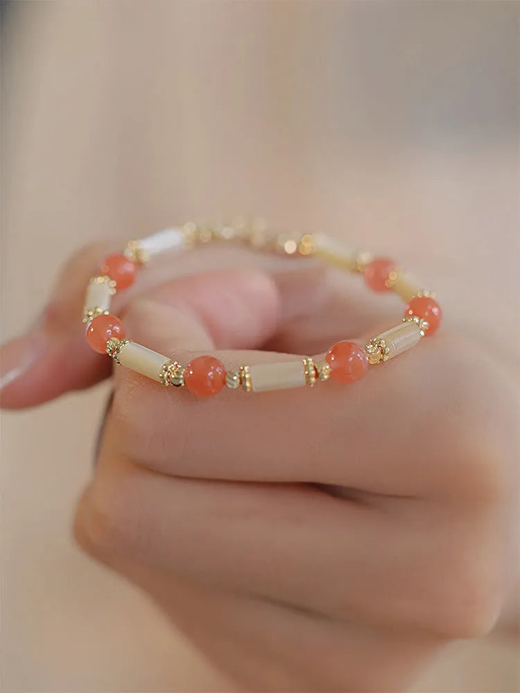 Women's 6mm Hetian jade bracelet with bamboo joint design in casual style