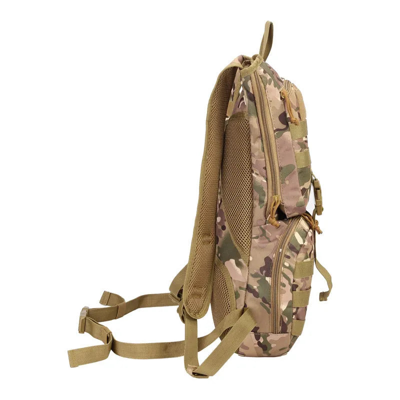 Large capacity waterproof cycling bag with physiological curve back plate in camouflage pattern