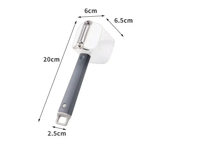 Creative modern stainless steel peeler with PP handle in green, grey, or red colour.