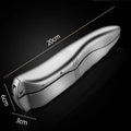 Silver aluminium alloy manual garlic press 20cm long on a white background