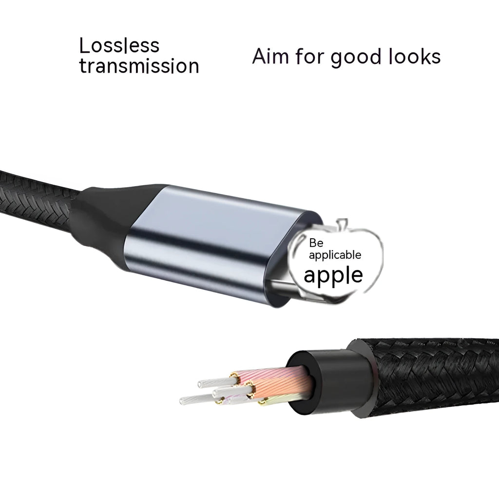 Lightning to 3.5mm male AUX audio adapter cable in black woven finish