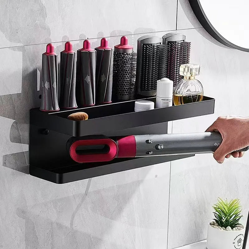White double-layer aluminium punch-free bathroom storage rack for Marcel Waver curlers.