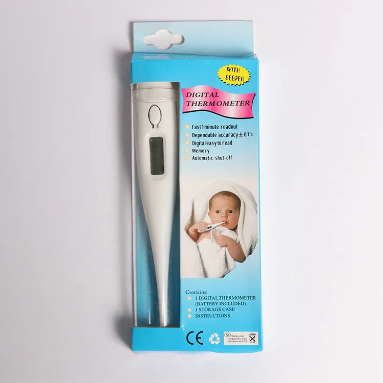 White PP electronic thermometer for oral armpit rectal use, compact 12.5 cm size