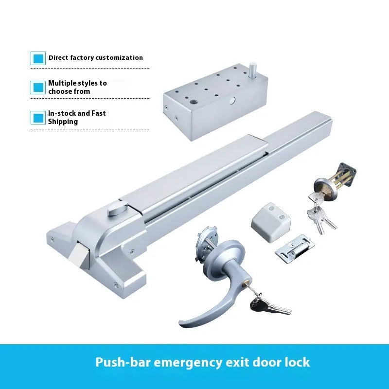 Stainless steel push lock with external handle for 65cm fire safety doors