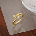 Gold geometric finger ring for women with natural minimalist style
