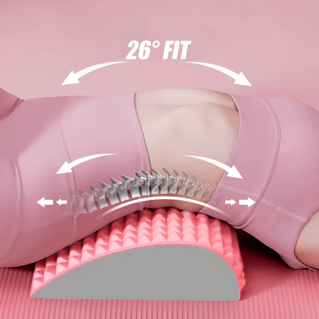 Blue EVA foam back stretcher pillow for lumbar support and acupressure massage.