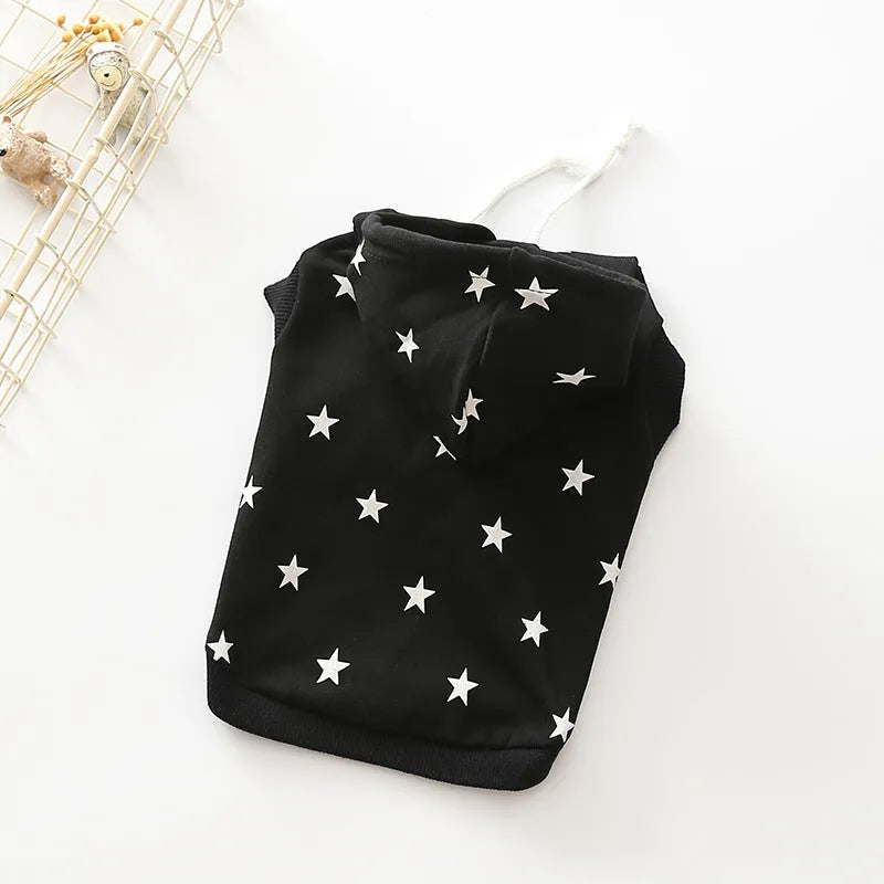 Printed black cotton pet clothes casual sweater for dogs and cats