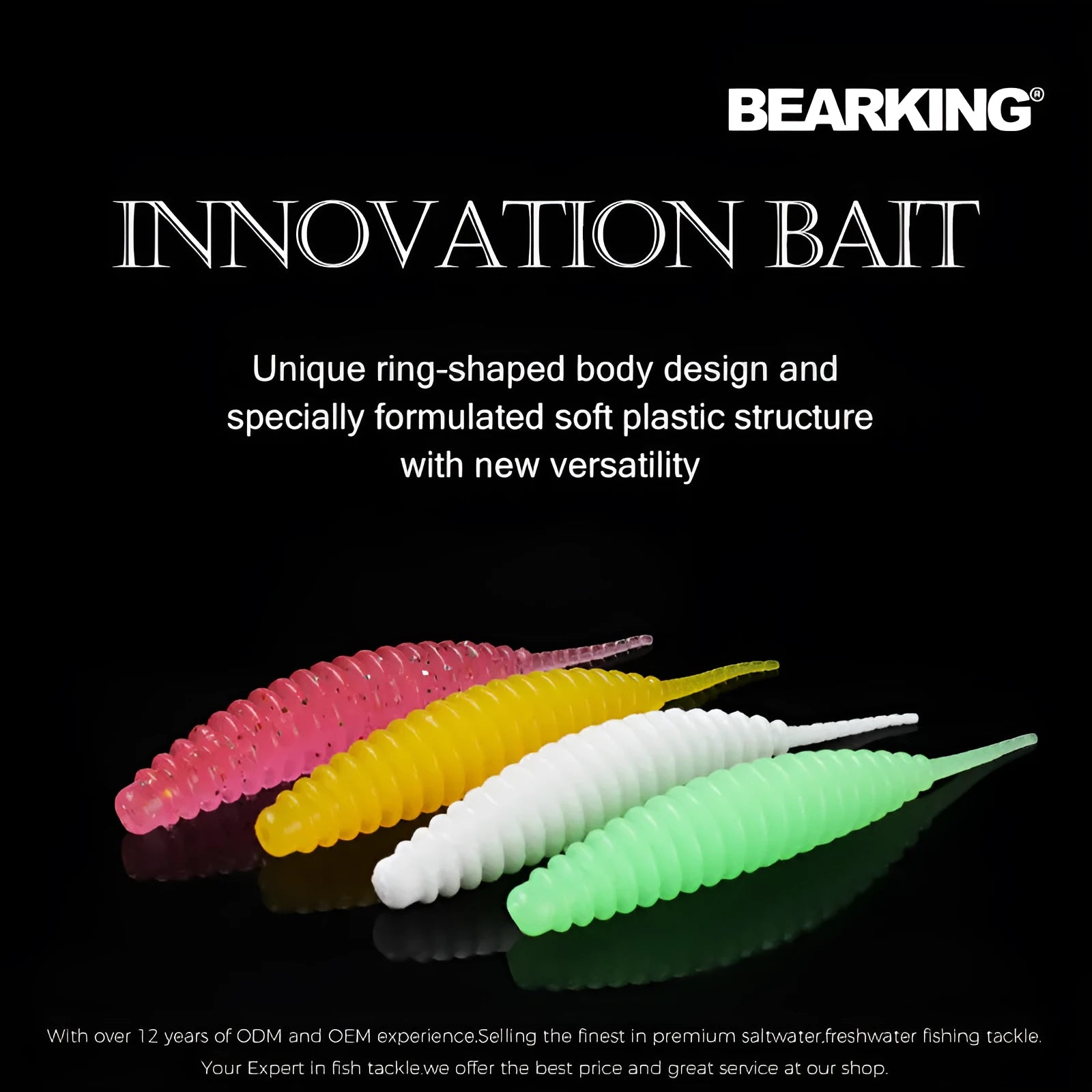 49mm 0.9g micro soft worm lure in colour option, pack of 20 for freshwater fishing