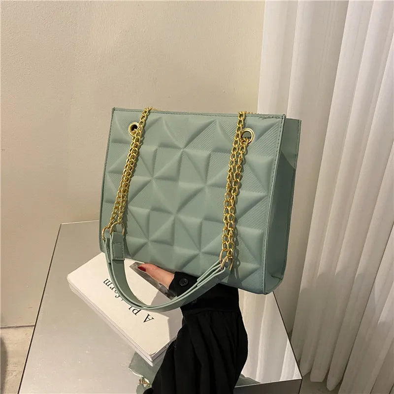 Women's PU leather shoulder messenger bag with plaid rhombus design, horizontal square shape, open pocket, mobile phone compartment