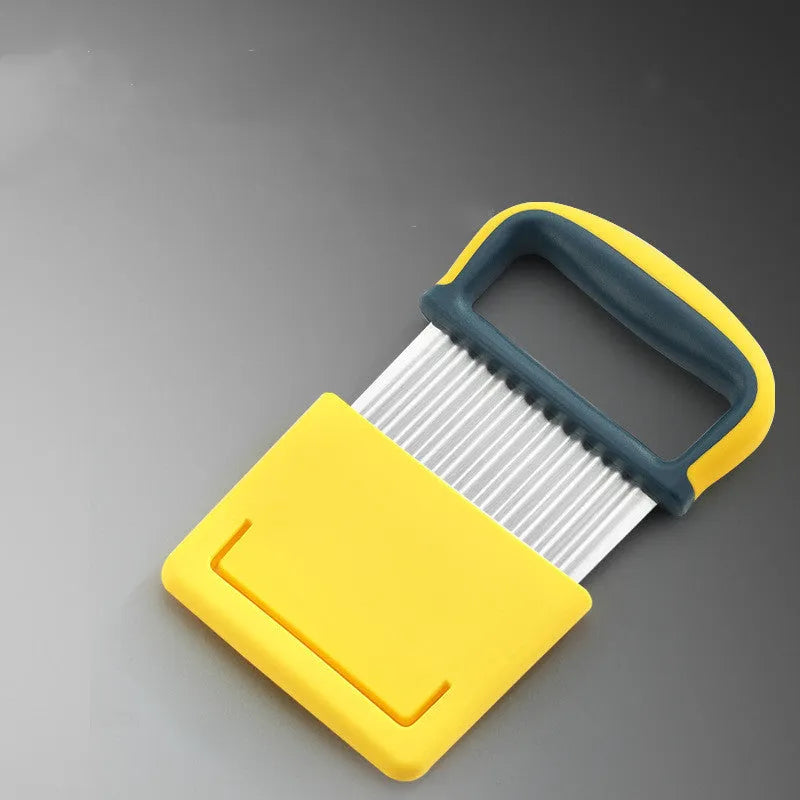 Stainless steel diced potato knife with wolf tooth cutter in yellow colour box kitchen gadget