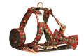 Green background snowflake pattern Christmas pet collar set with matching bow, leash and vest