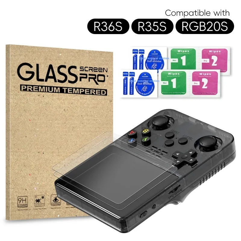 Tempered glass screen protector for R36S/R35S/RGB20S handheld game machine, 3.5 inch HD film