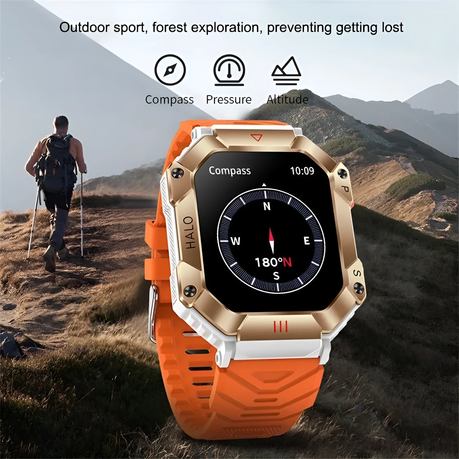 Android GPS fitness smart watch with titanium alloy case and multiple strap options on wrist