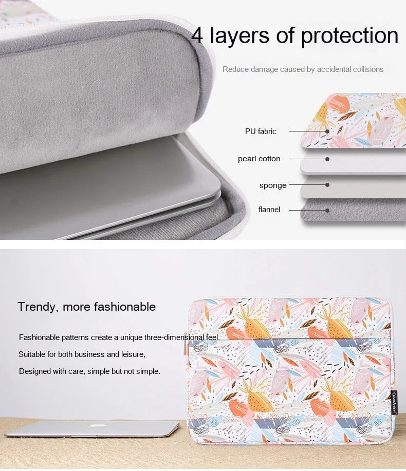 White PU leather waterproof laptop protective sleeve for 14 inch computers