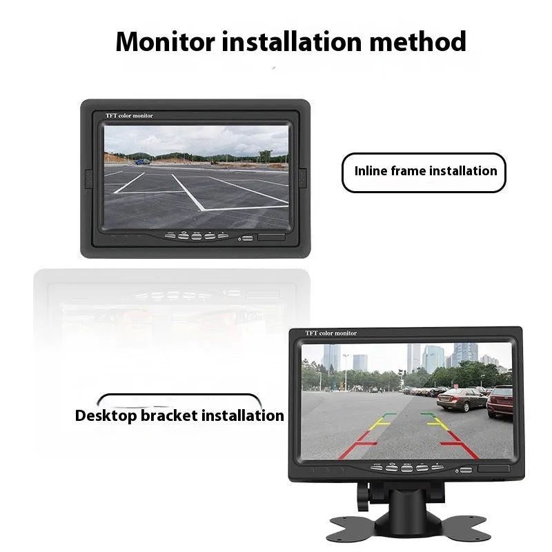 7-inch TFT desktop reversing monitor display with ABS housing and included camera
