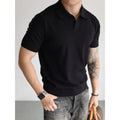 Men's British Business Summer Ice Silk T-shirt in loose fit, short sleeves, available in six colours including white and black