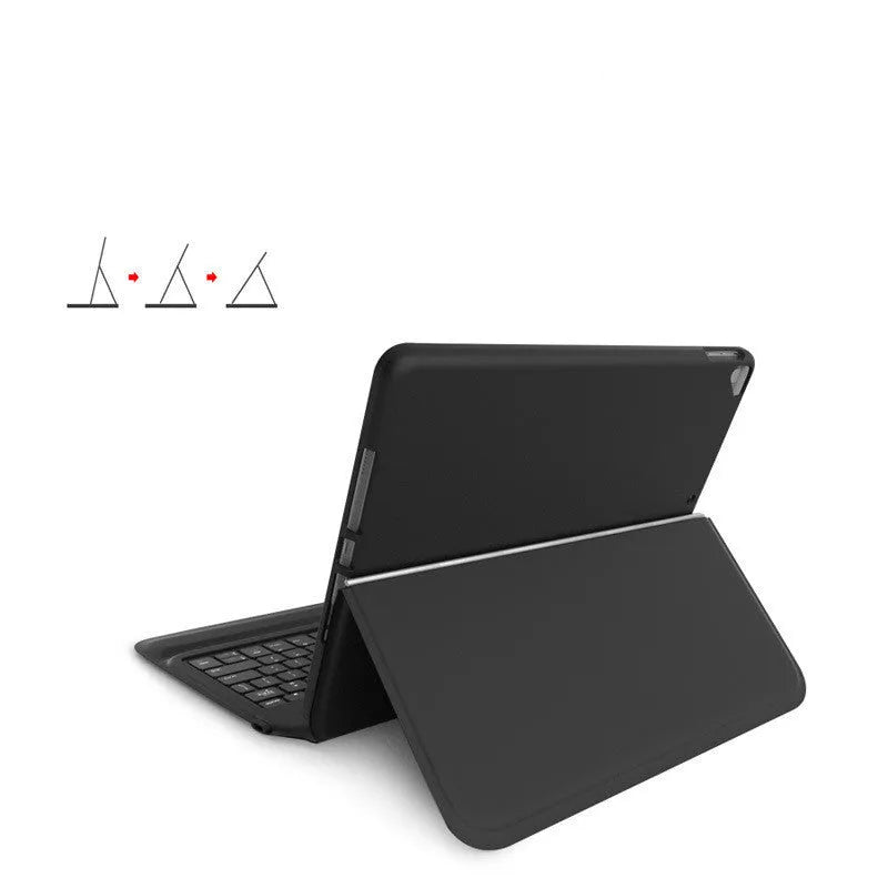 Black ultra-thin wireless Bluetooth keyboard leather case for iPad in flip-style design