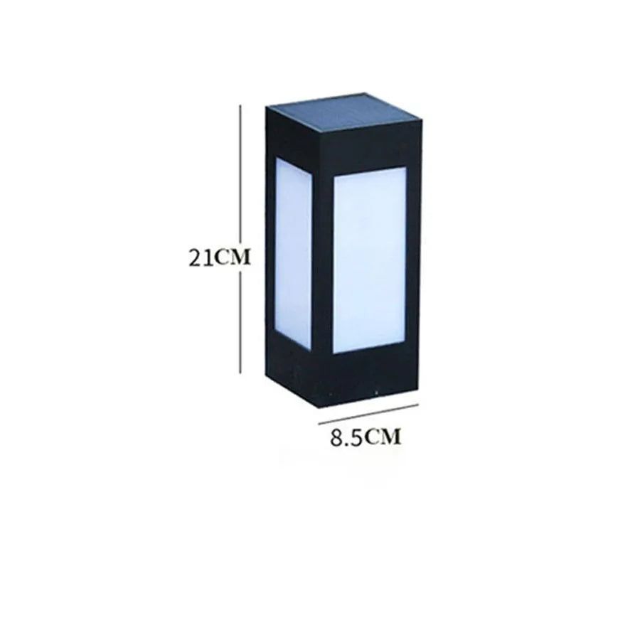 Waterproof solar garden light with LED, stake, and solar panel in a UK garden setting