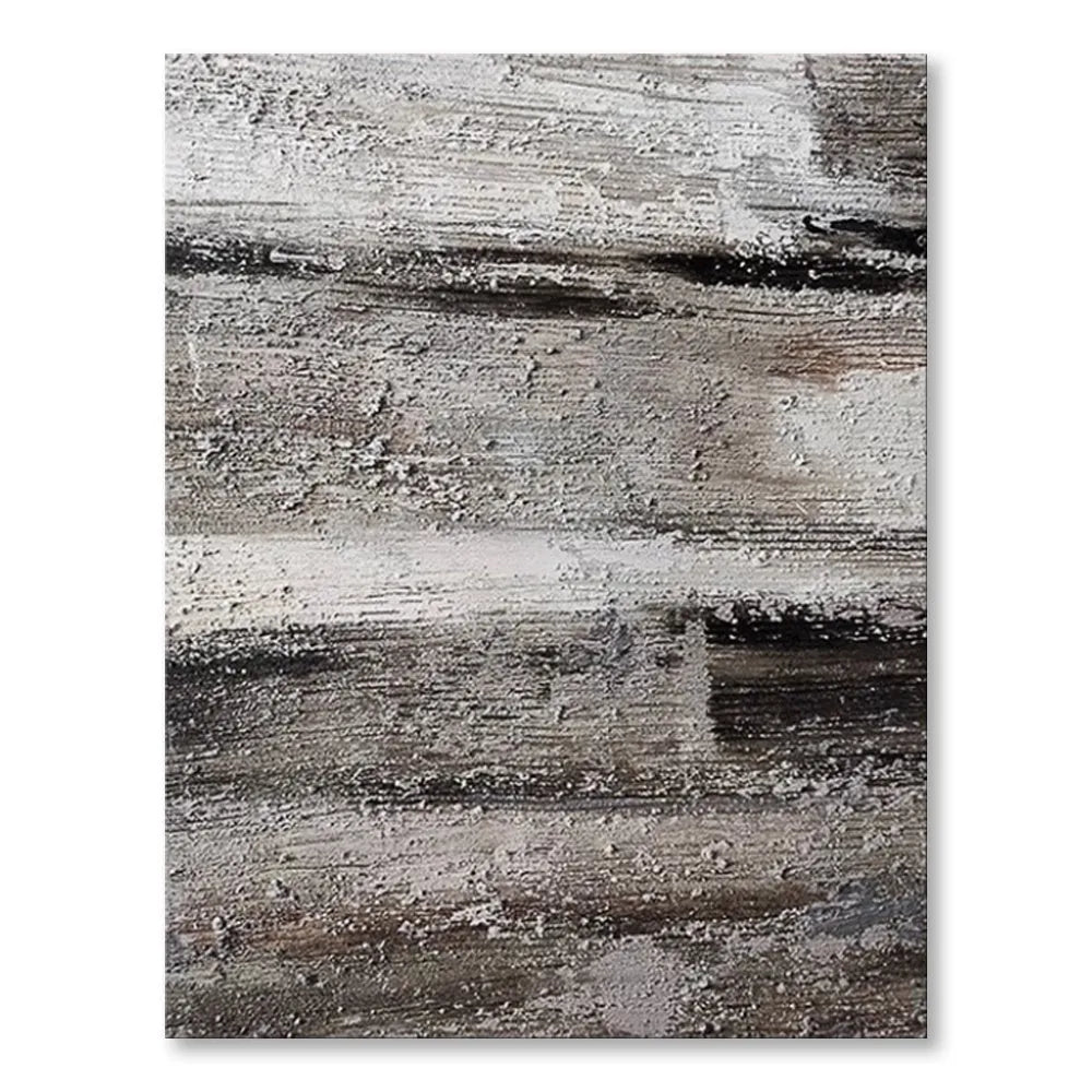 Handmade abstract oil painting on canvas, grey colours with texture, frameless and rolled, suitable for living room wall decor.