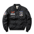 Men's slim-fit stand collar retro embroidered cotton-padded coat in blue.