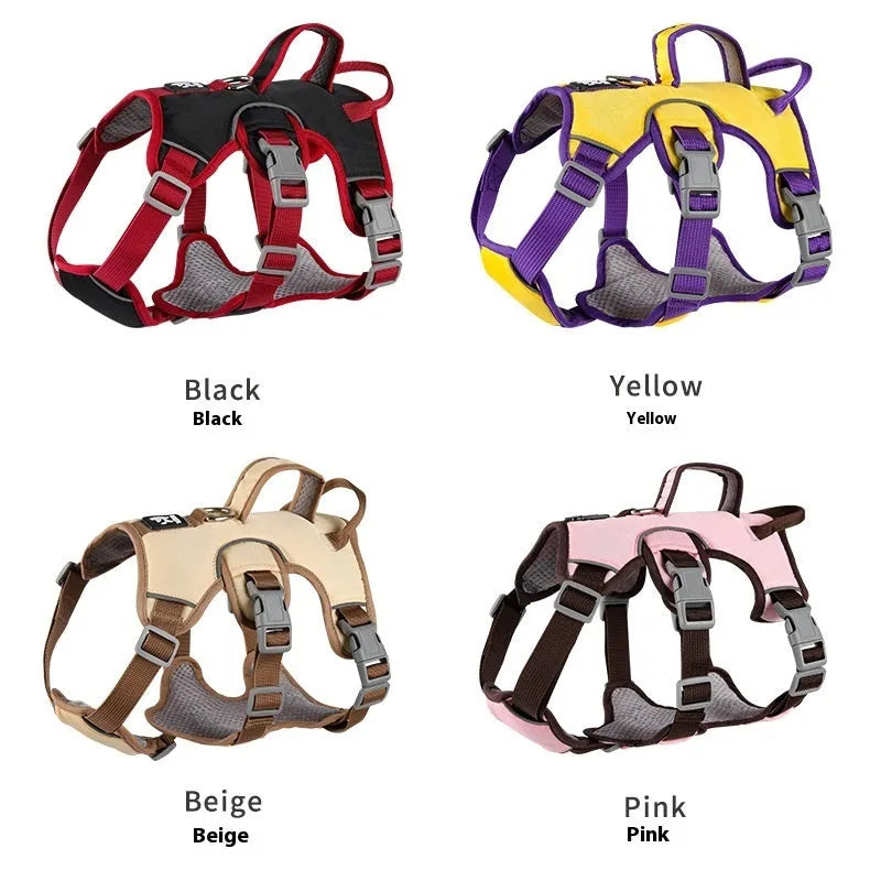 Oxford cloth pet harness in beige colour with adjustable chest strap for dog walking