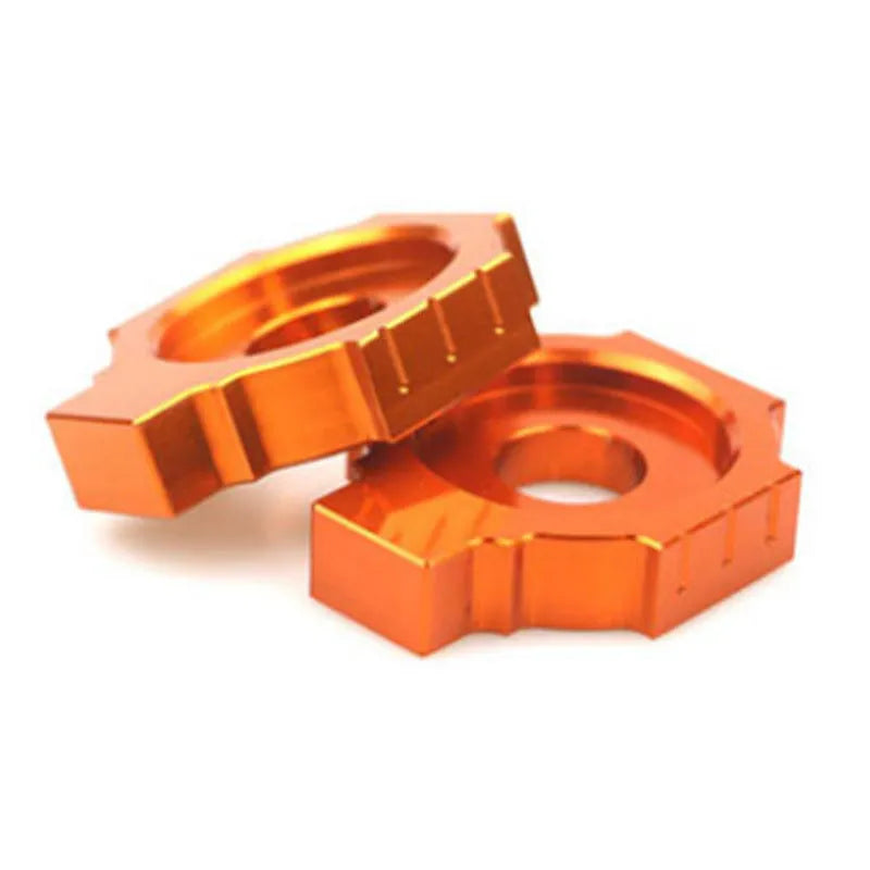 Orange KTM motorcycle rear fork regulator screw pair for Duke 200 390 990 models