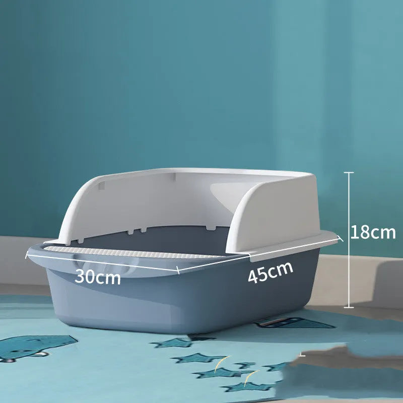 Super large plastic cat litter box in grey, simple style, free combination design