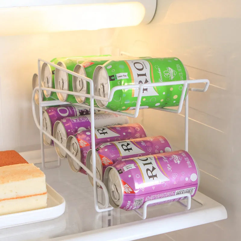 Double-layer iron kitchen storage rack for cans, 28x18x14cm, picture colour finish
