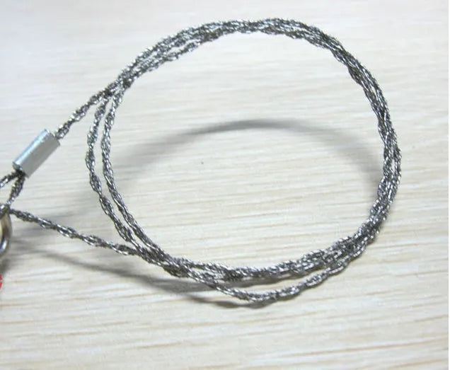 55cm stainless steel survival wire saw with pull rings for outdoor cutting tasks