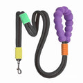 Dog traction rope leash with foam handle in four colour options: black, light purple, sky blue, yellow