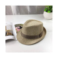 Children's performance jazz straw hat in cotton blended fabric, British style high top, beige colour