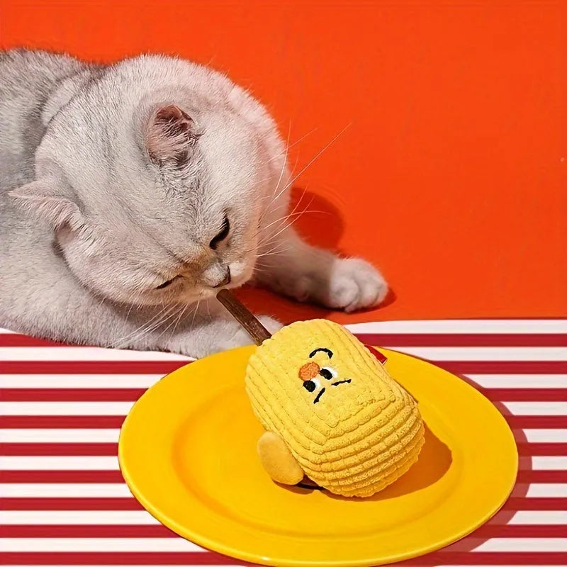 Polio wood corn cob cat molar stick toy measuring 7x6x15cm for dental cleaning
