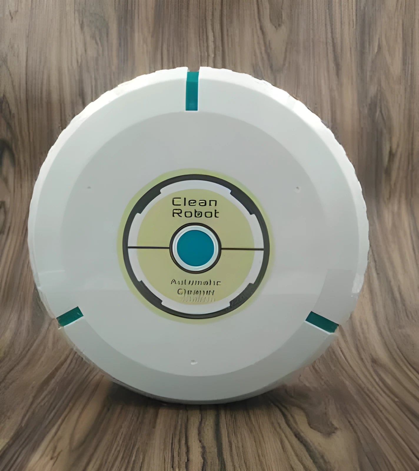 Black or white automatic floor sweeper robot on a hardwood floor.