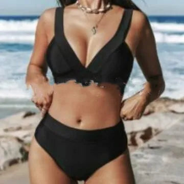 Women's solid colour bikini swimsuit in polyester blend fabric with slim silhouette