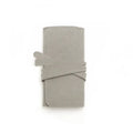 Brown soft microfiber PU leather jewelry storage bag measuring 12x12 cm for earrings and watches.