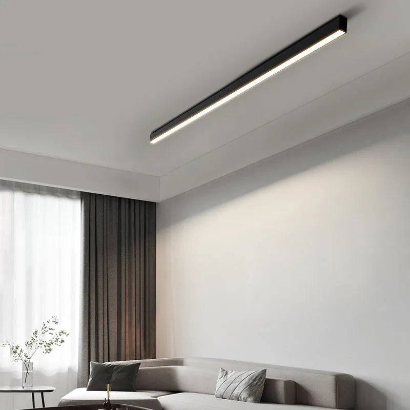 Rectangular aluminium ceiling lamp 53.6cm 20W in Obsidian Black for living room lighting