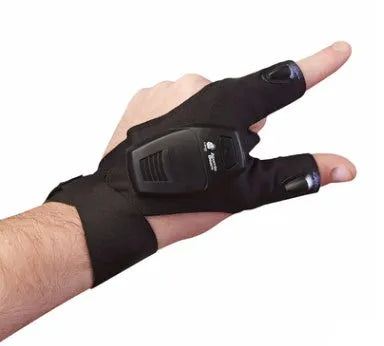 Half finger fishing gloves with built-in LED light and dry battery for night use