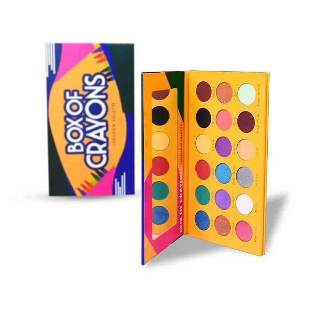 18 colour eyeshadow palette with matte and shimmer finishes in a compact case