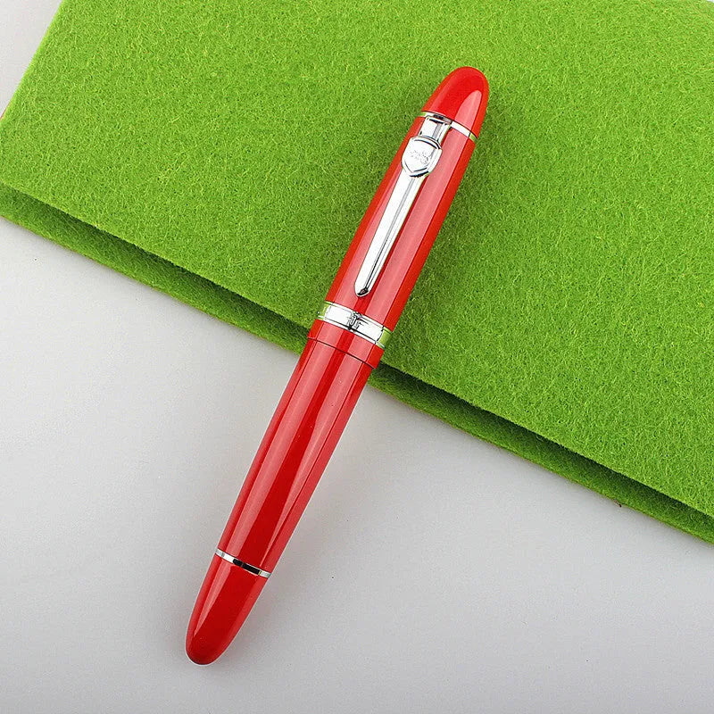 Metal ball pen with pearl bead body and gold clip, 0.5mm tip, in red and gold finish