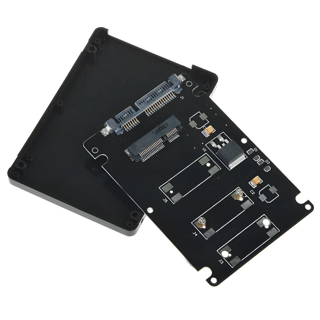 mSATA to SATA transfer box in black, ultra-thin 7mm enclosure for notebooks and devices