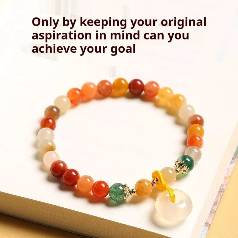 Handmade Chinese bracelet with peace buckle clasp in Jinsi Jade or red agate with 6mm beads