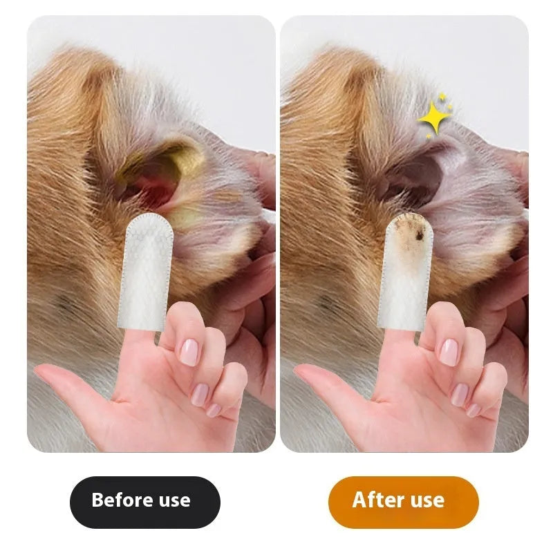 Disposable pet cleaning wipes for cat and dog ear and dental care in 50-piece packs